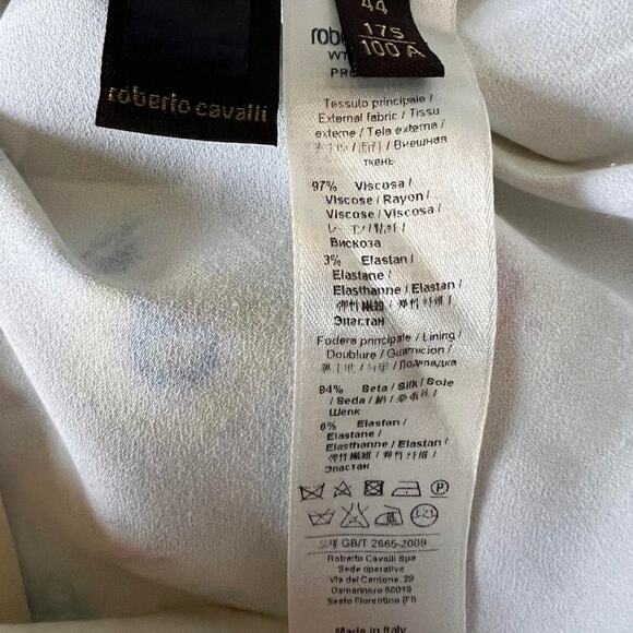 Roberto Cavalli Floral Bodycon Dress – Stretchy Midi – Ecru  US 8, M Designer - Picture 8 of 8